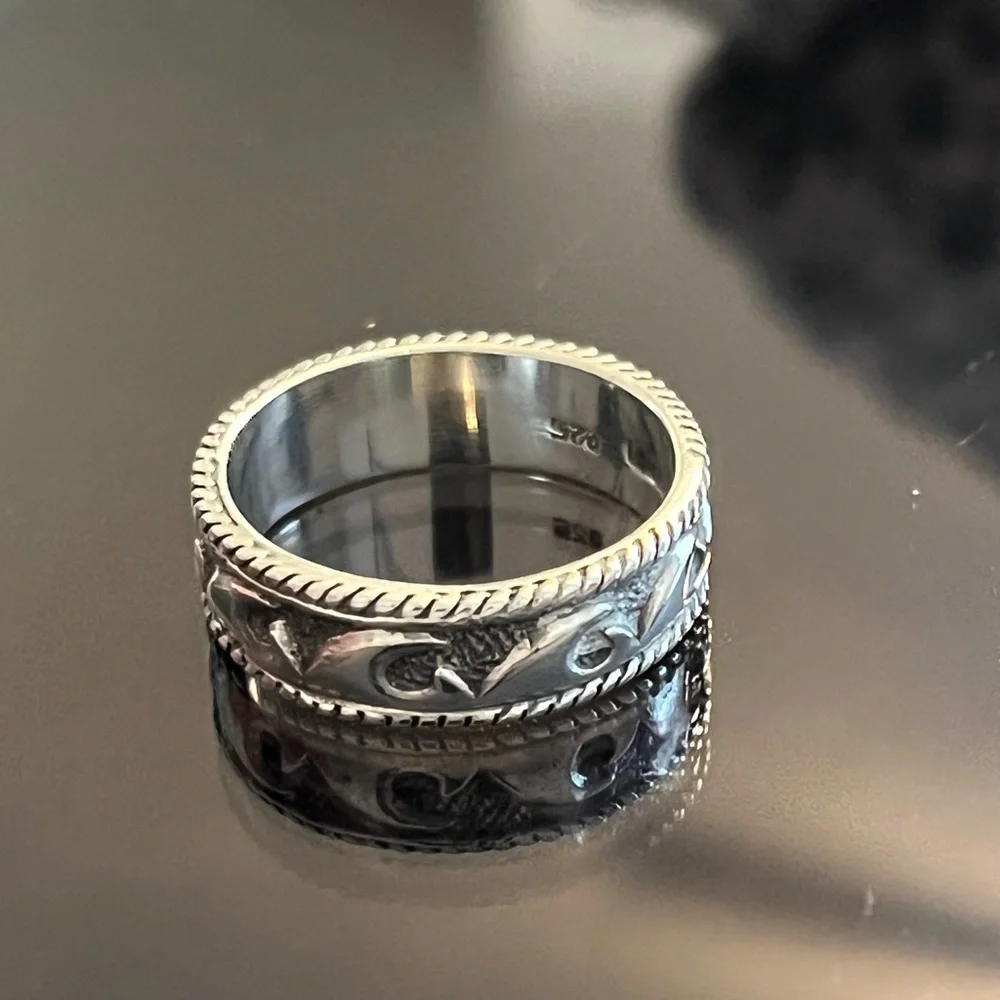 Sterling Silver Wave Band Ring Stamped 925 By Woods Unisex Size 8